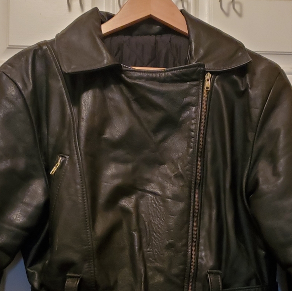 Black Leather Moto Jacket - Picture 2 of 5